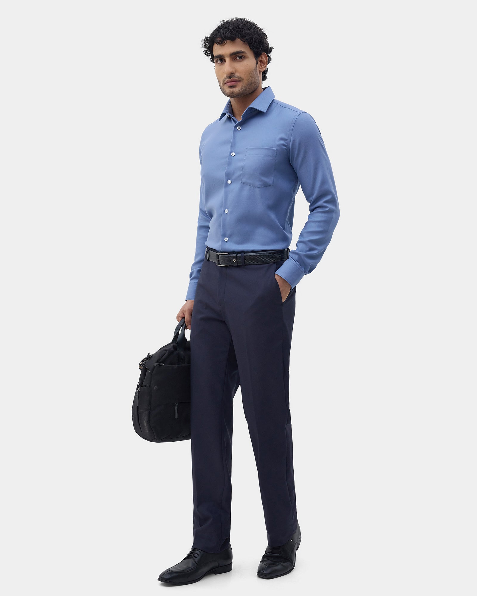 Navy Textured Trouser - Credor