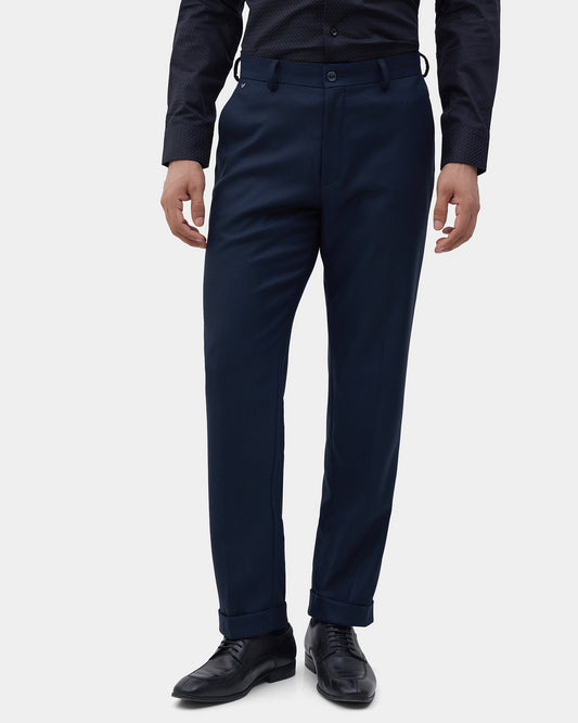 Navy Textured Trouser - Farer