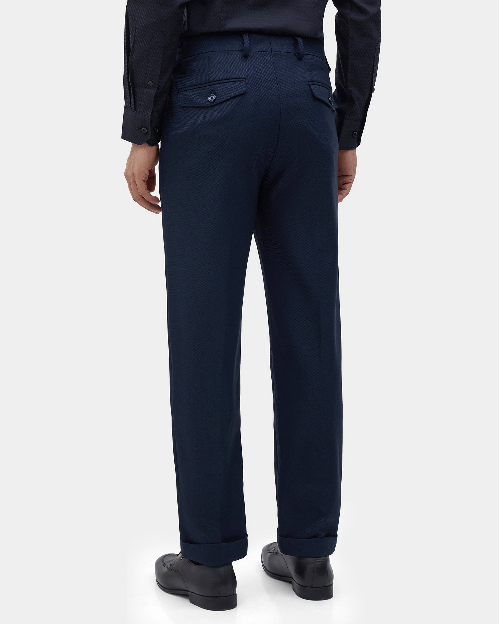 Navy Textured Trouser - Farer