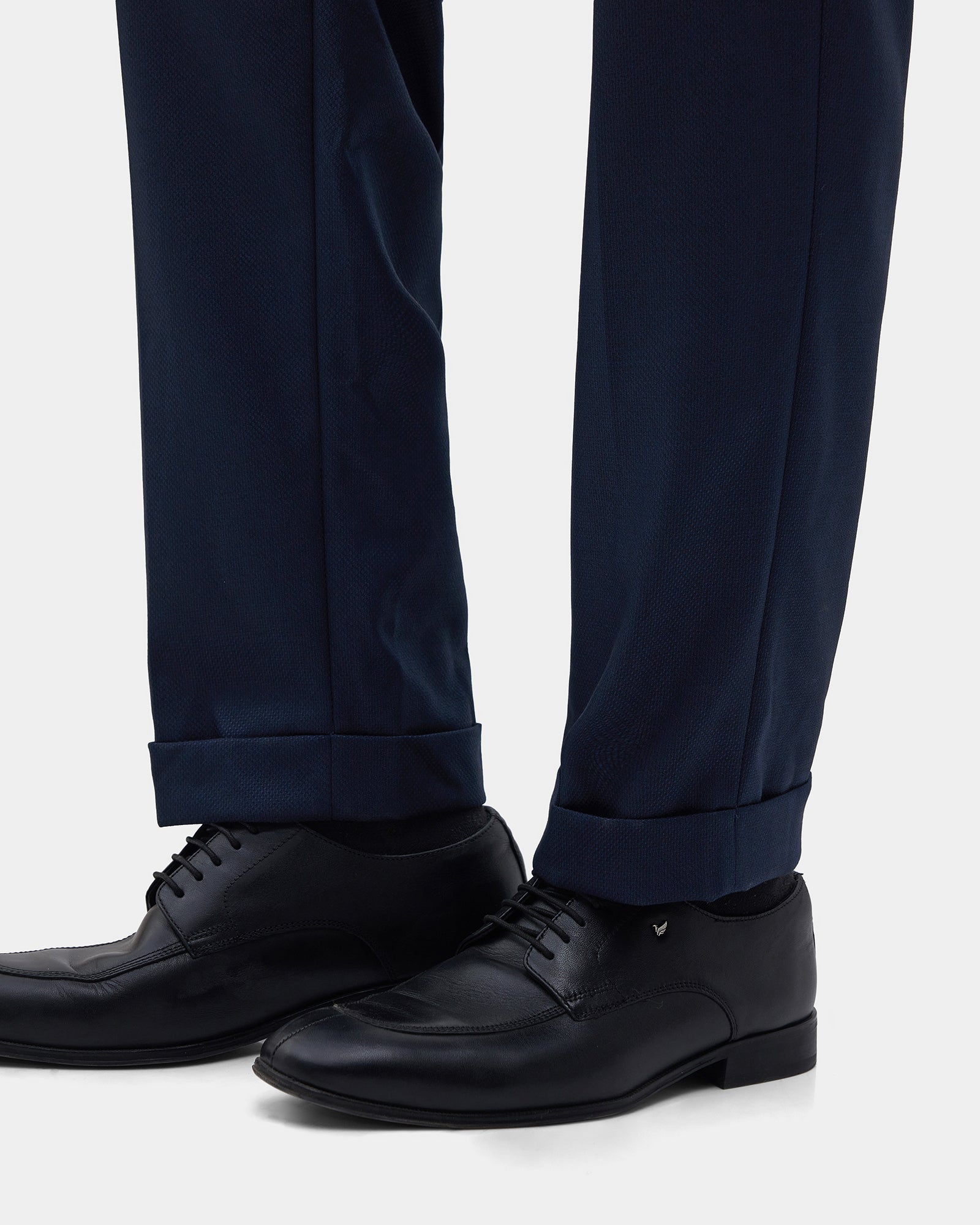 Navy Textured Trouser - Farer