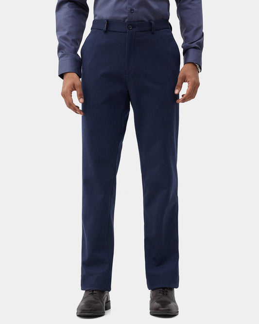 Navy Knitalia Solid Formal Trouser - Clark