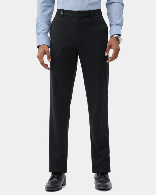 Black Knitalia Solid Formal Trouser - Clark