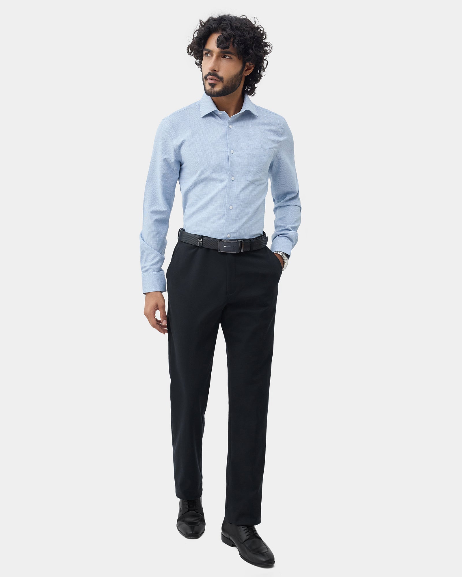 Black Knitalia Solid Formal Trouser - Clark