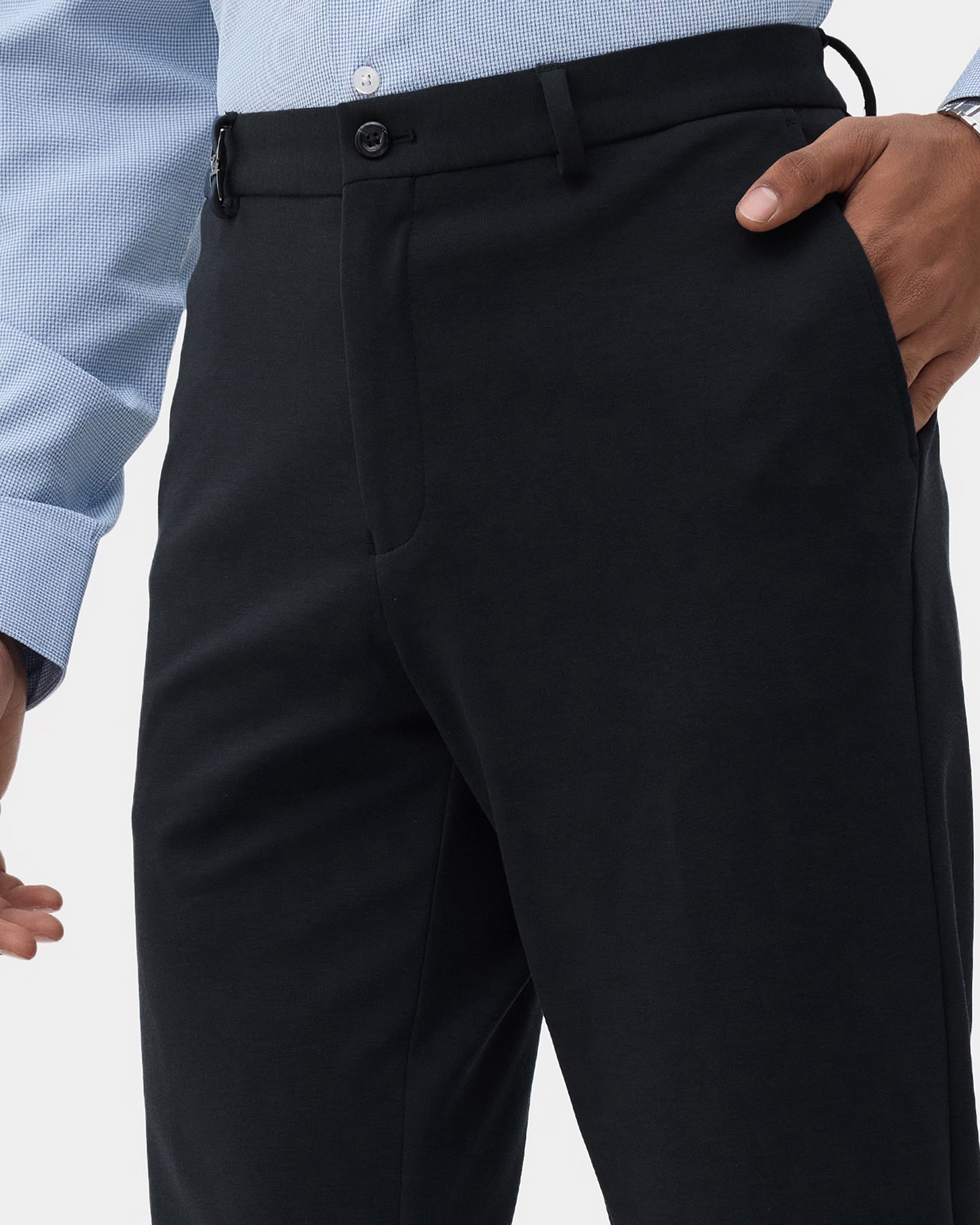 Black Knitalia Solid Formal Trouser - Clark