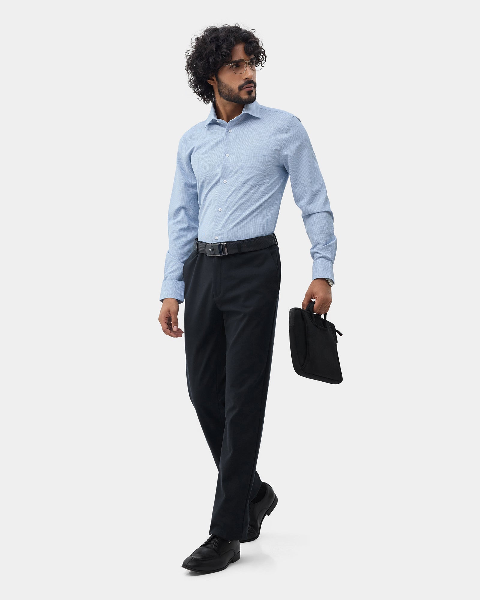 Black Knitalia Solid Formal Trouser - Clark