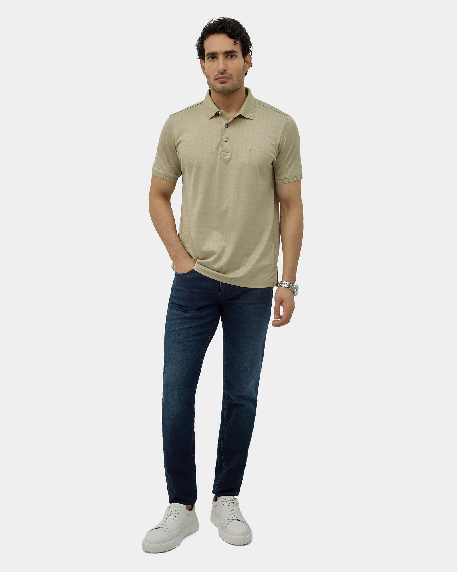 Dusty Luxe Green Textured Polo - Lab