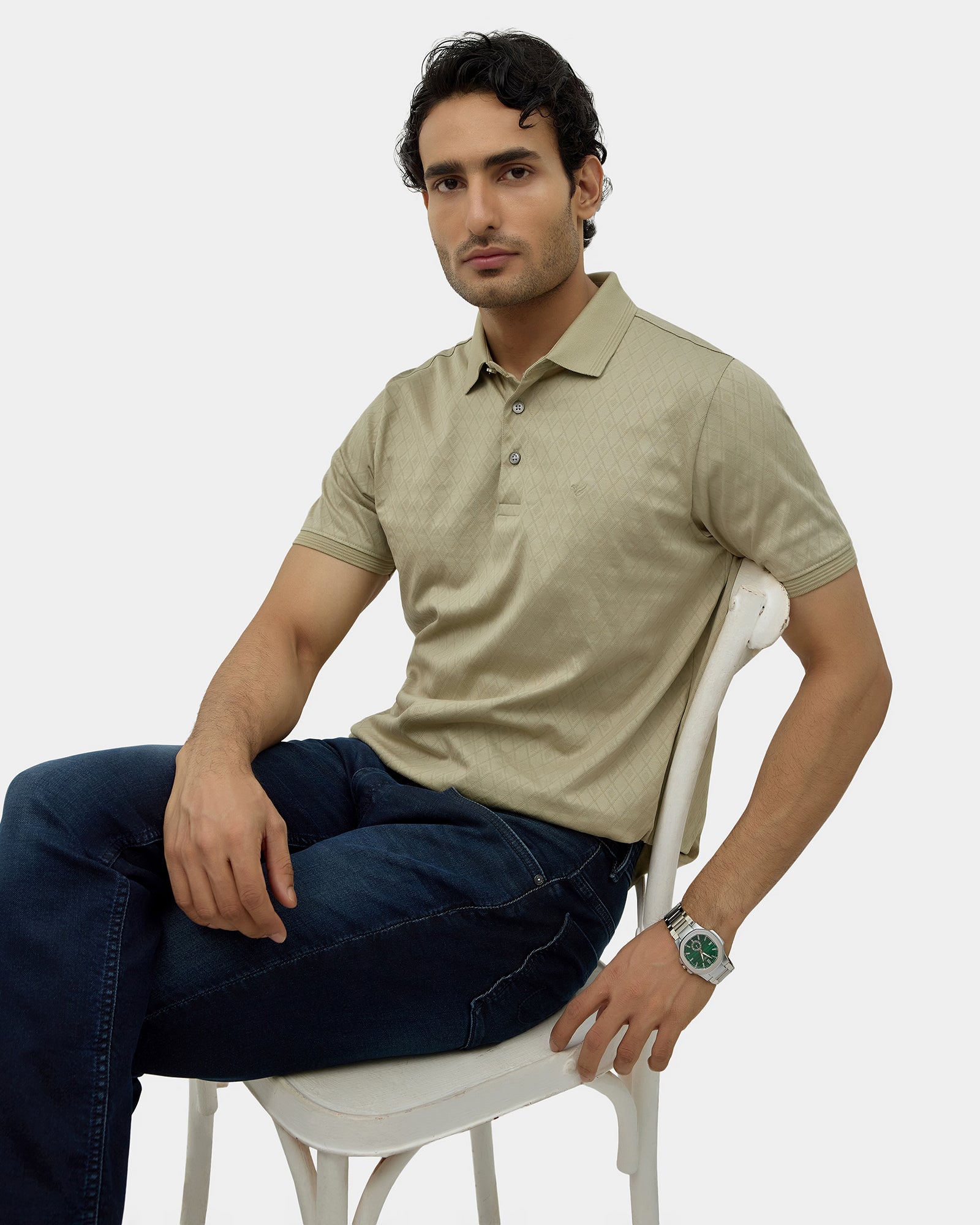 Dusty Luxe Green Textured Polo - Lab
