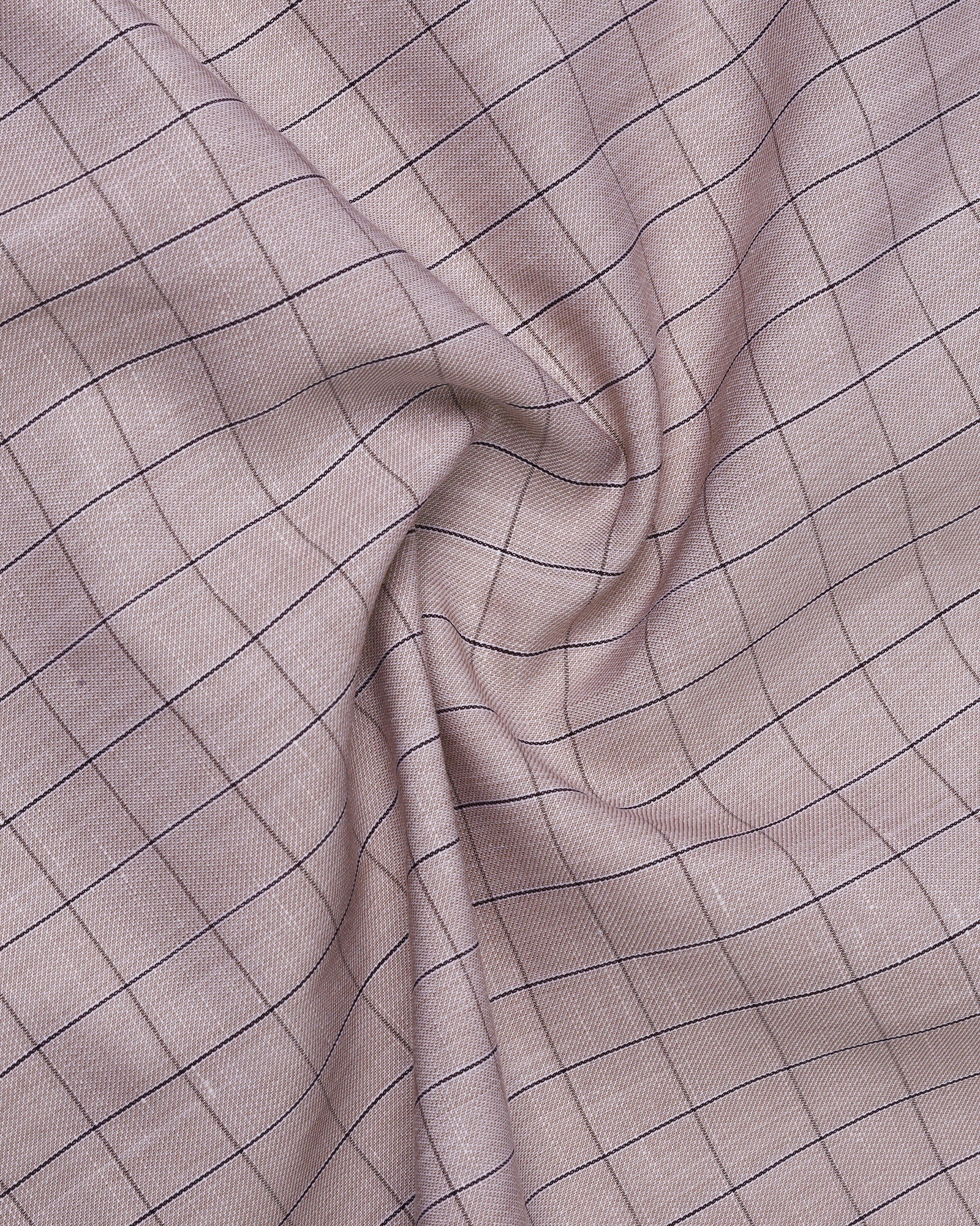 Dusty Pink Linen Check Shirt - Kayson