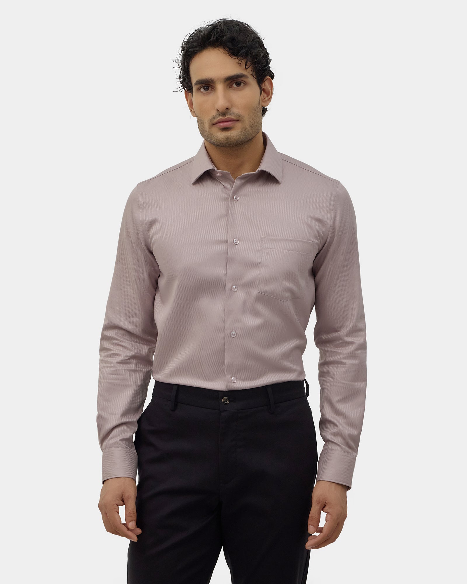 Dusty Pink Unwrinkle Textured Shirt - P31
