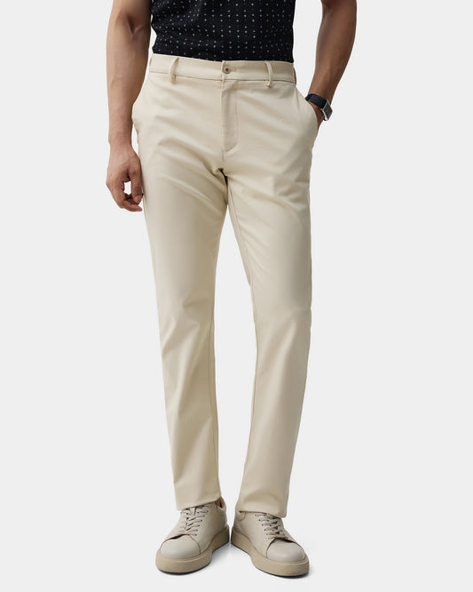Cream Textured Khakis - Huang