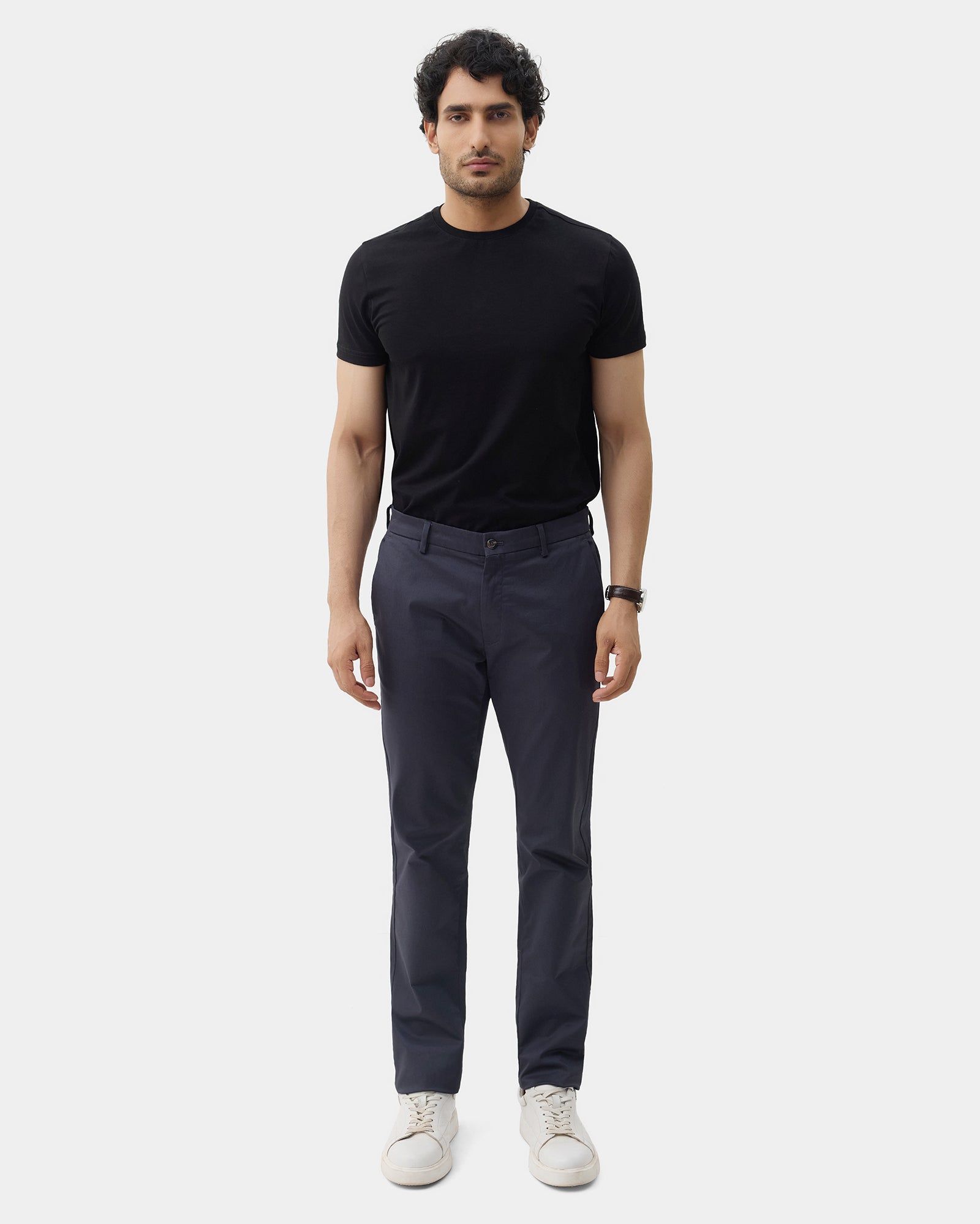 Blue Unwrinkle Solid Khakis - Bromo