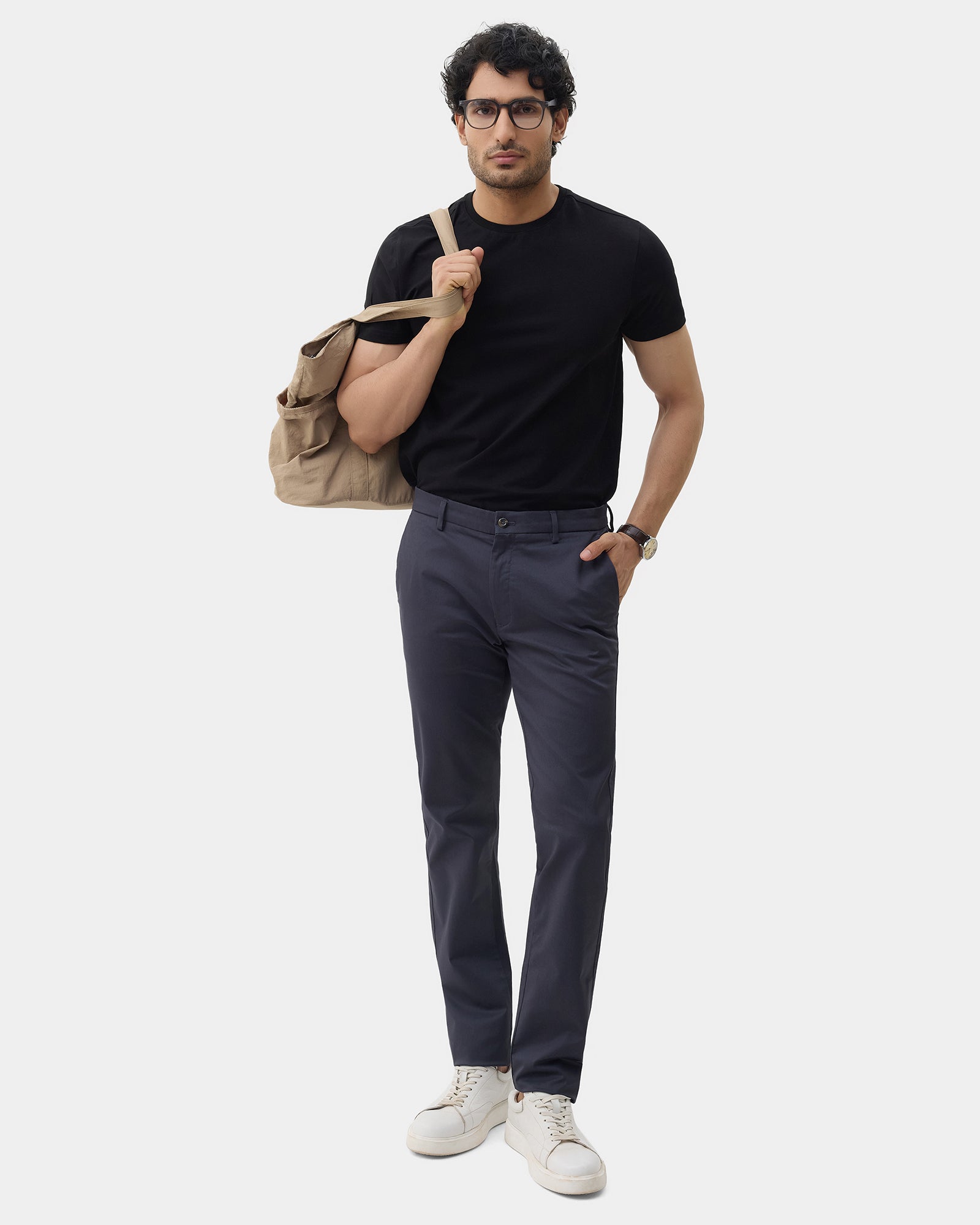 Blue Unwrinkle Solid Khakis - Bromo