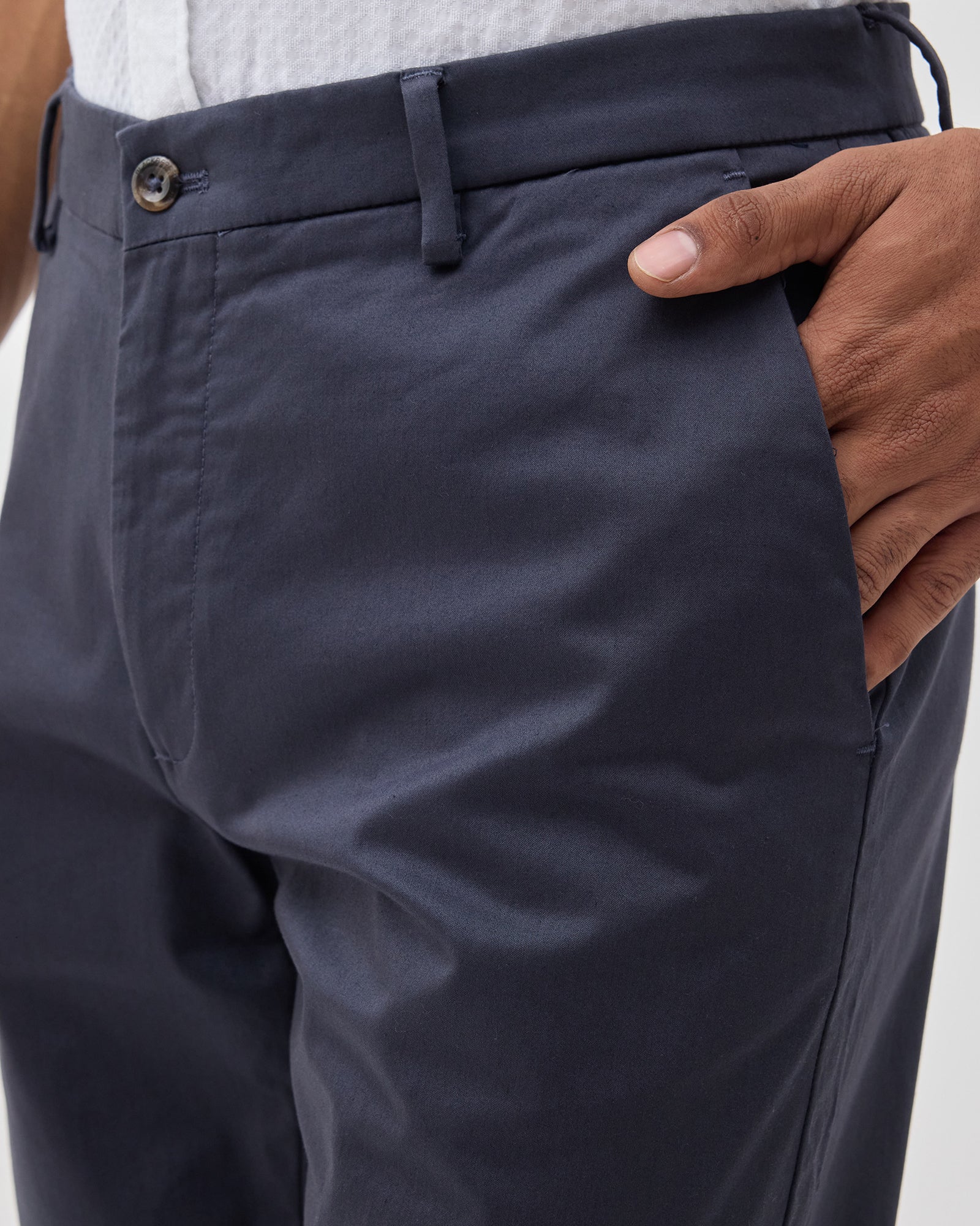 Blue Unwrinkle Solid Khakis - Bromo