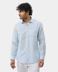 Sky Blue Linen Solid Shirt - Cleo