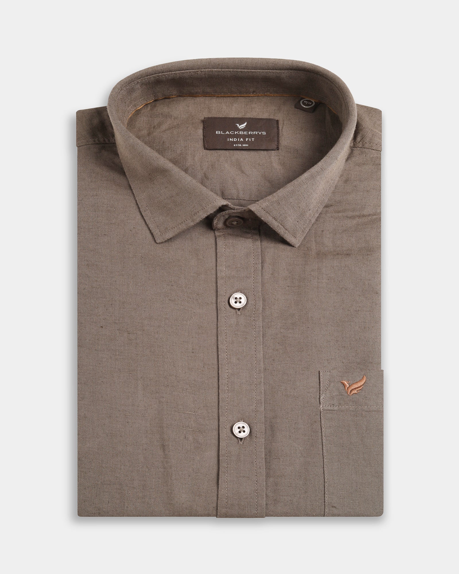 Brown Linen Solid Shirt - Cleo