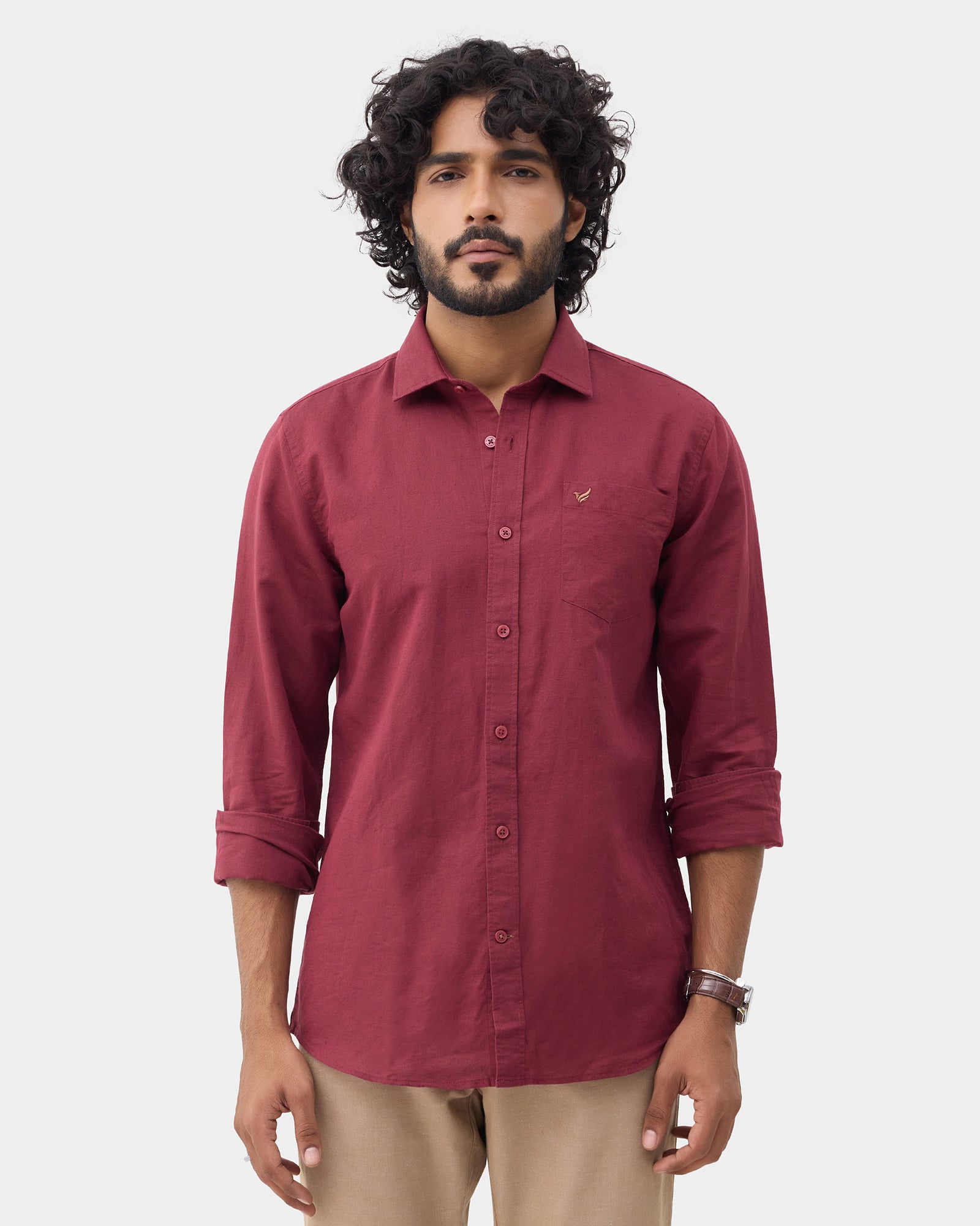 LONG SLEEVE INDIA FIT SOLID SHIRT