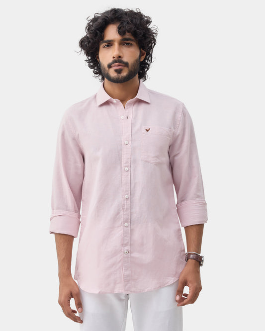 Light Pink Linen Solid Shirt - Cleo