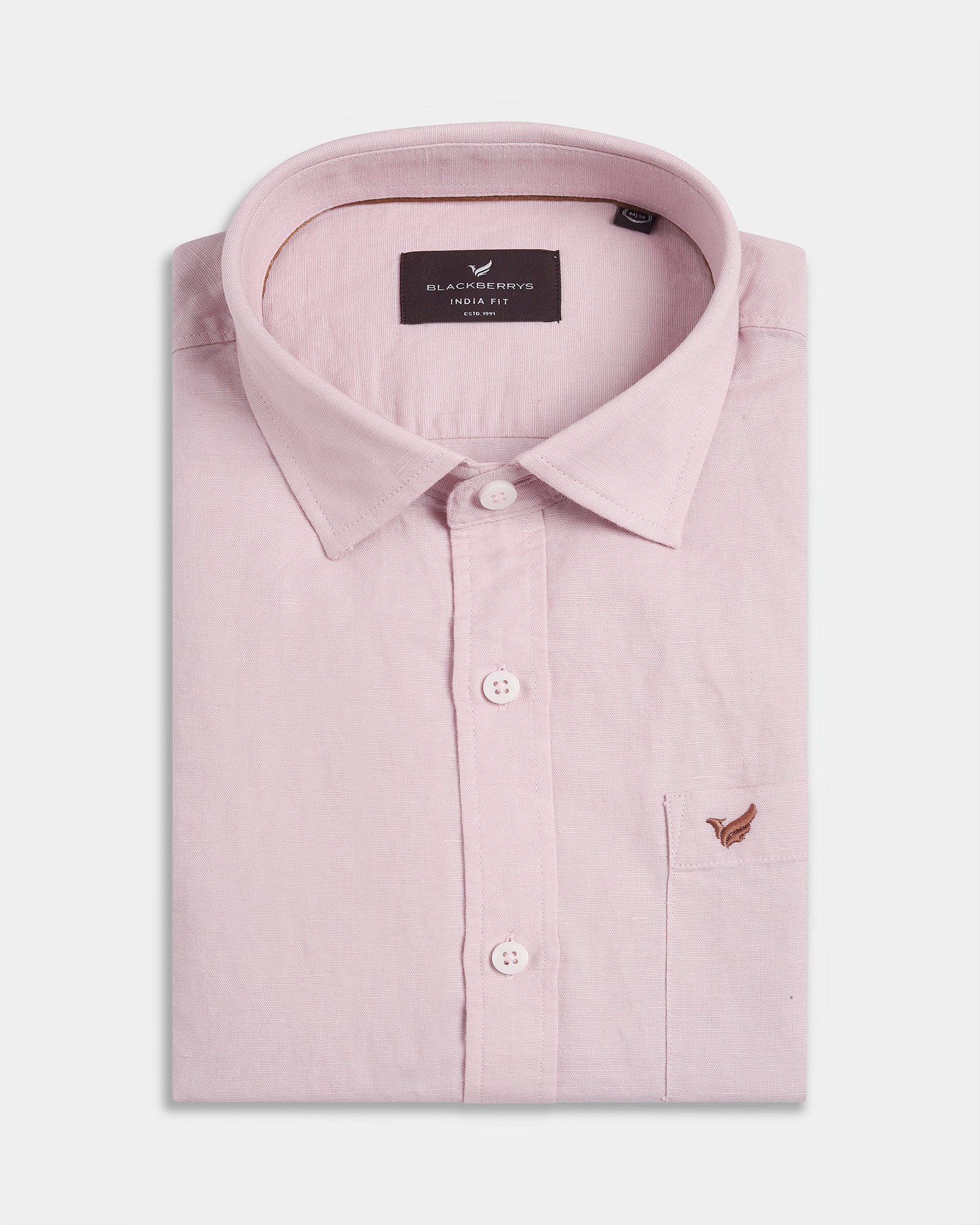 Light Pink Linen Solid Shirt - Cleo