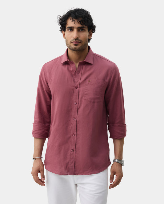 Pink Linen Solid Shirt - Cleo