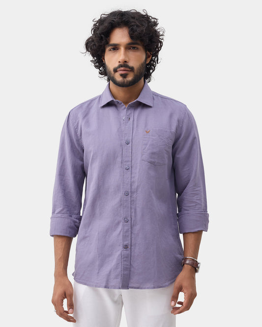Purple Linen Solid Shirt - Cleo