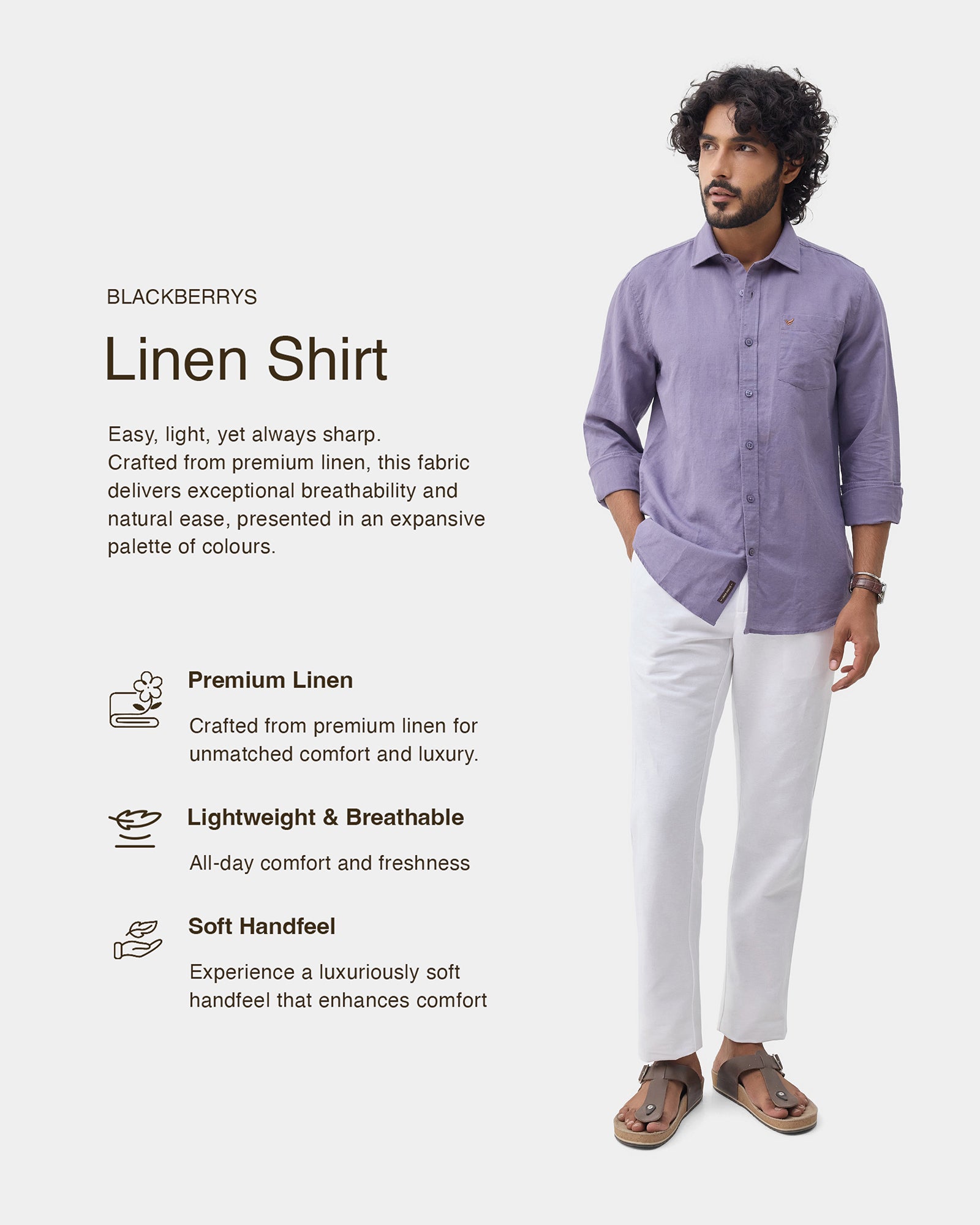 Purple Linen Solid Shirt - Cleo