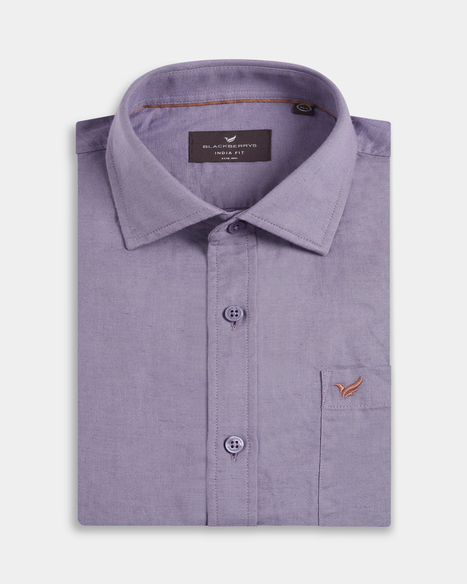 Purple Linen Solid Shirt - Cleo