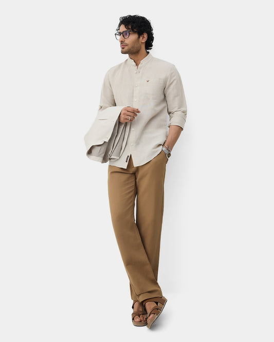Natural Linen Solid Shirt - Cleo