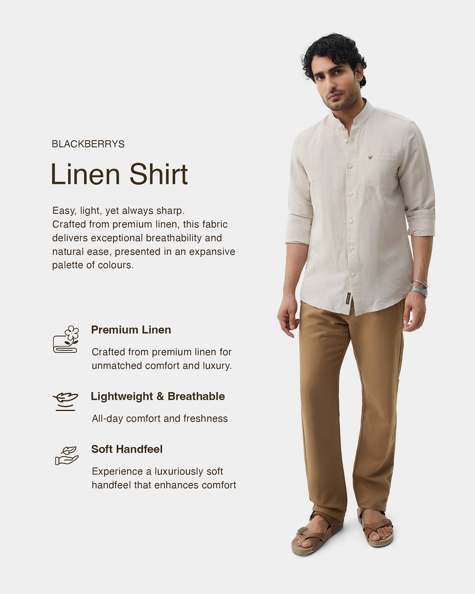 Natural Linen Solid Shirt - Cleo