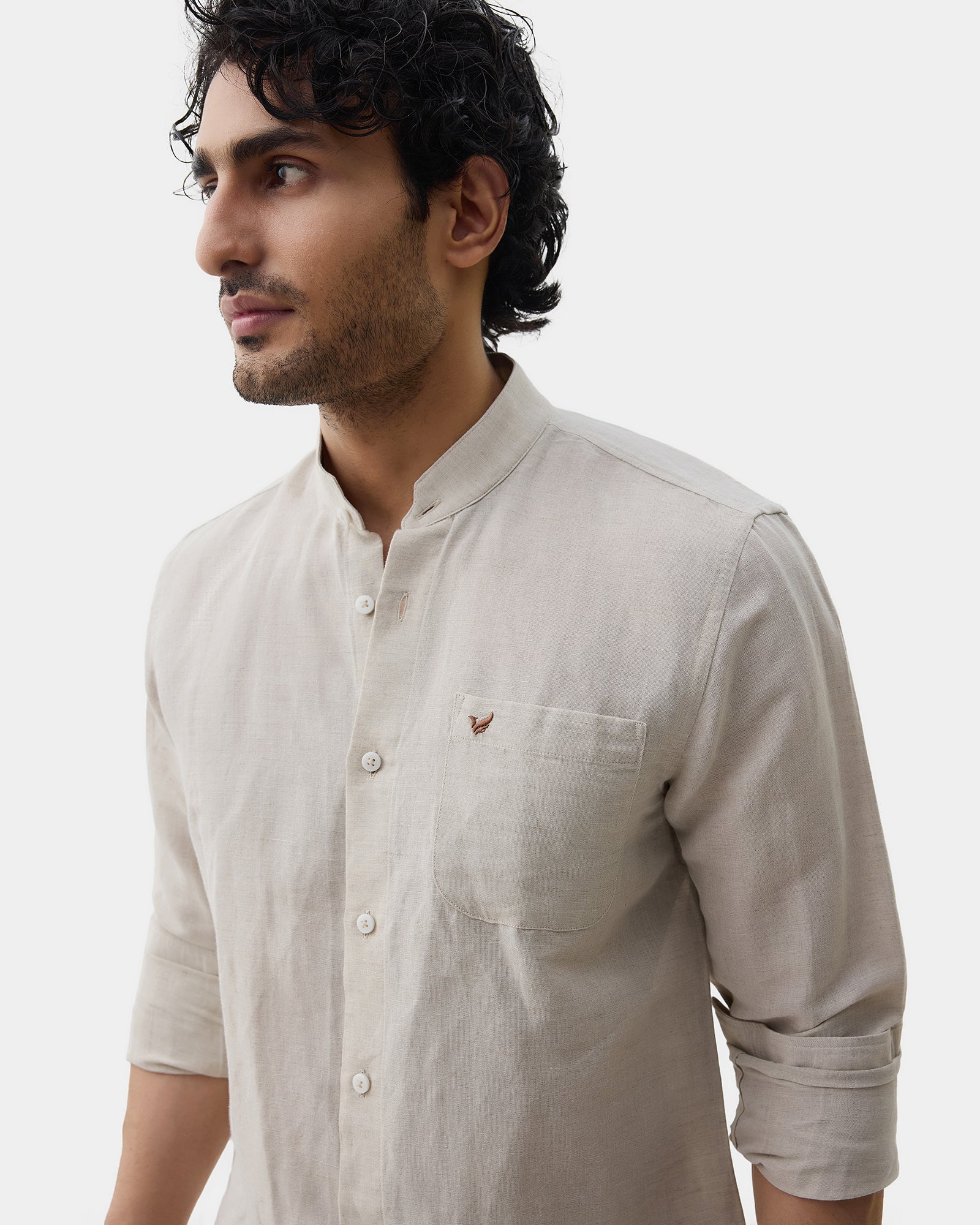 Natural Linen Solid Shirt - Cleo