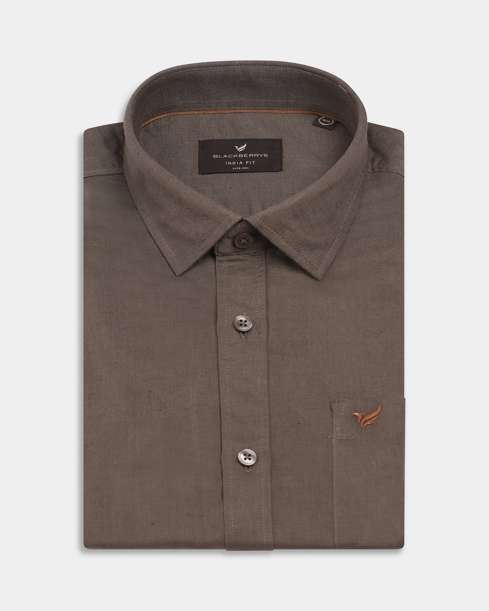 Brown Half Sleeve Linen Solid Shirt - Cleo