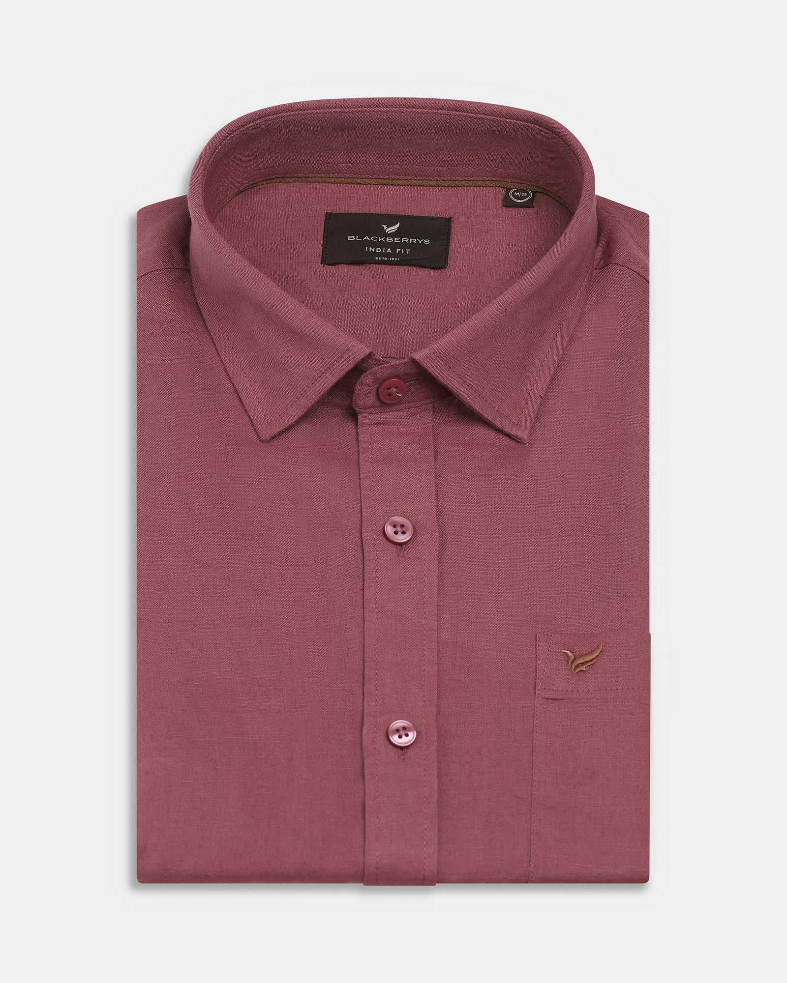 Pink Half Sleeve Linen Solid Shirt - Cleo