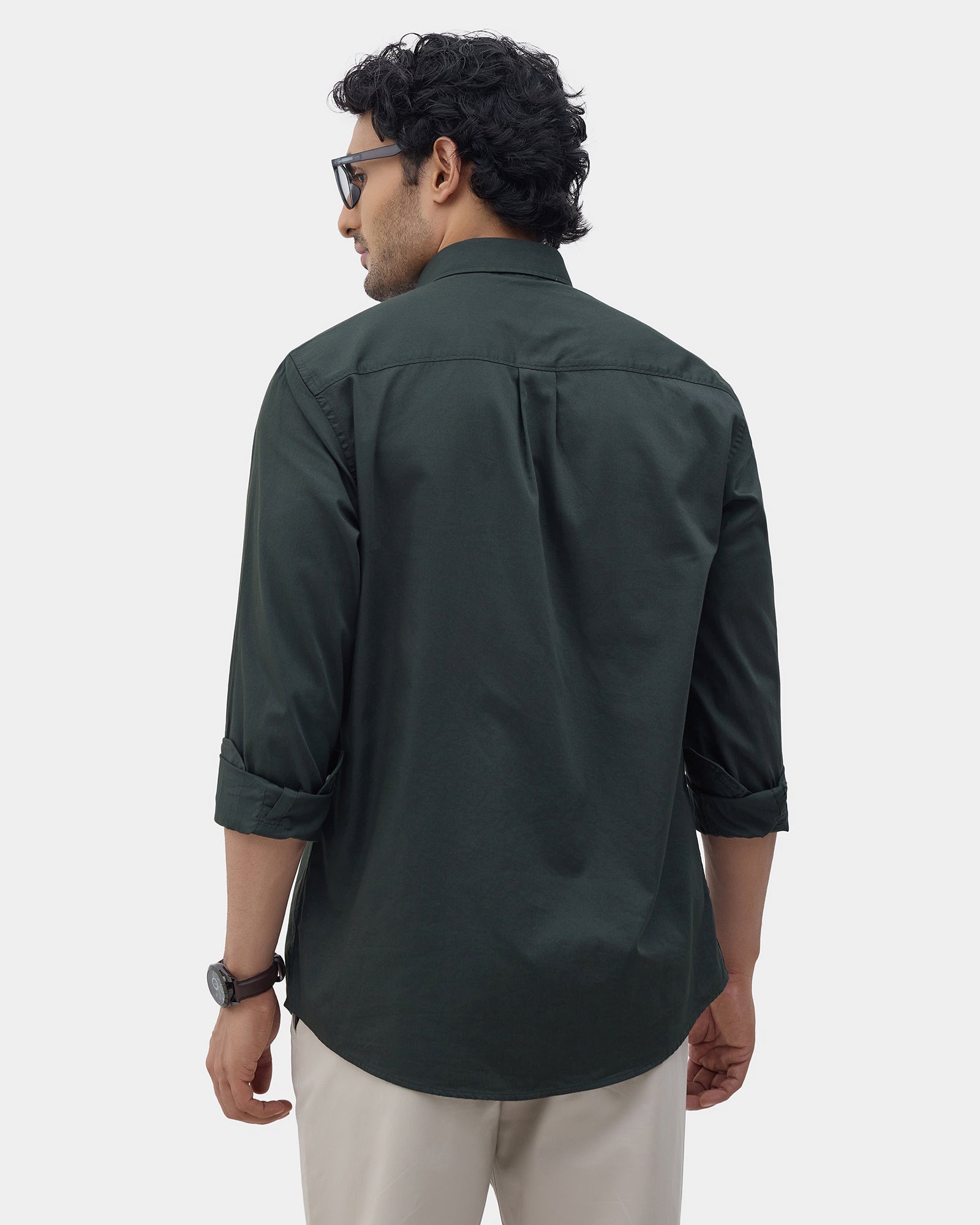Dark Green Solid Shirt - Zento
