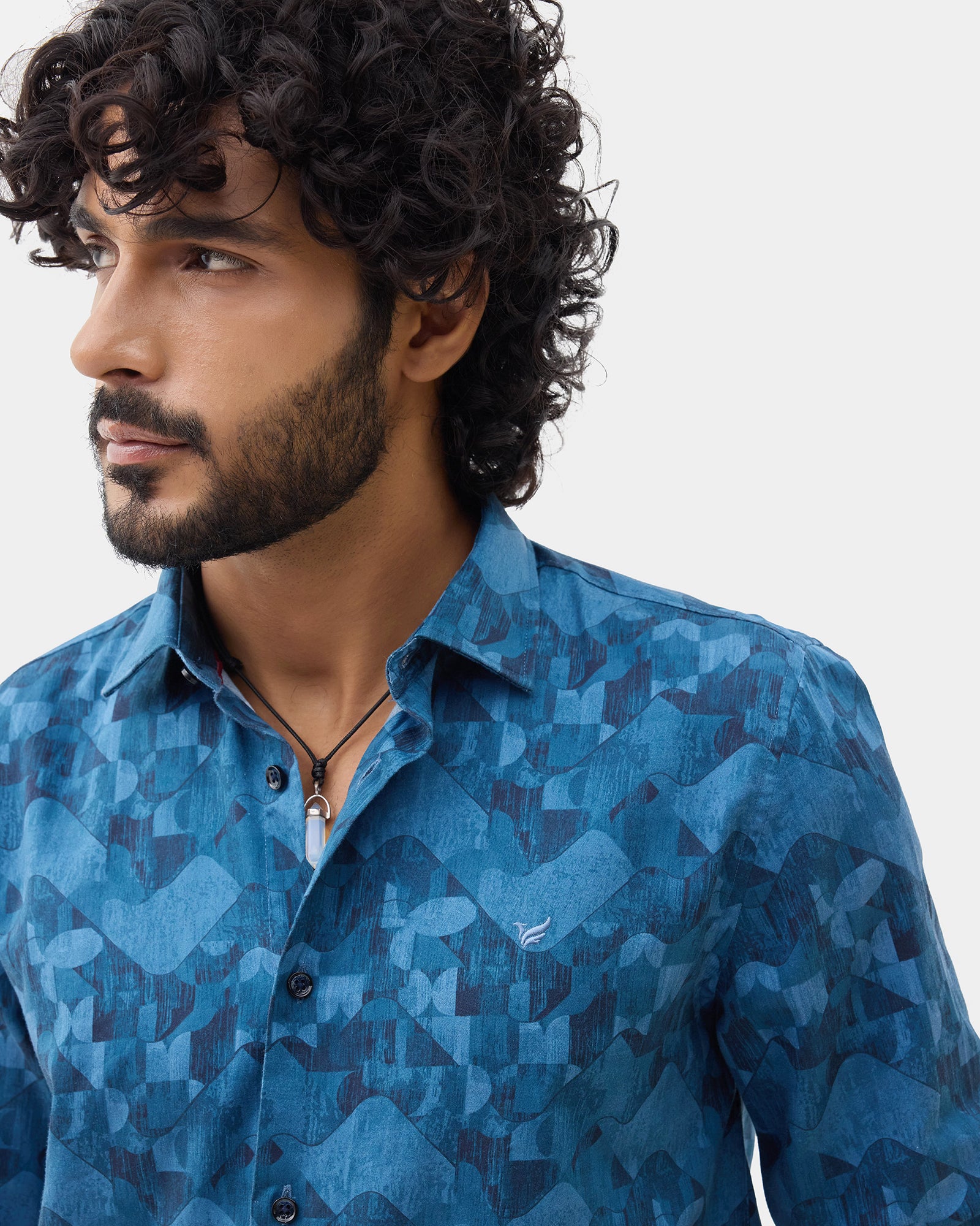 Mid Blue Printed Shirt - Zykos