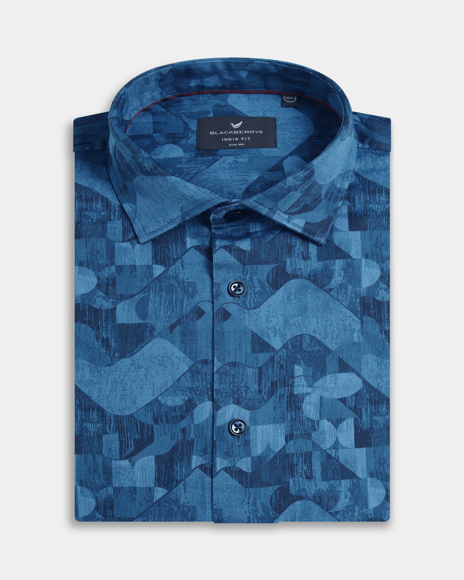 Mid Blue Printed Shirt - Zykos