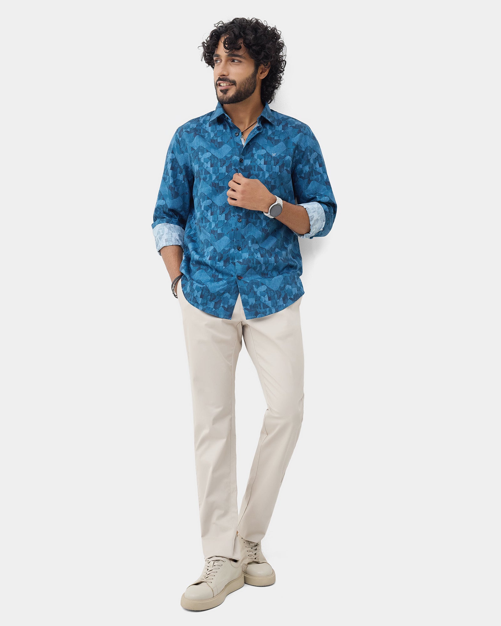 Mid Blue Printed Shirt - Zykos