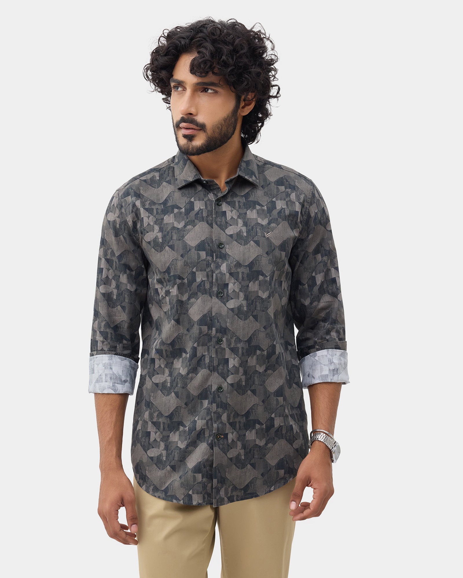Dark Olive Printed Shirt - Zykos