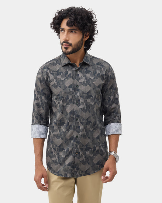 Dark Olive Printed Shirt - Zykos