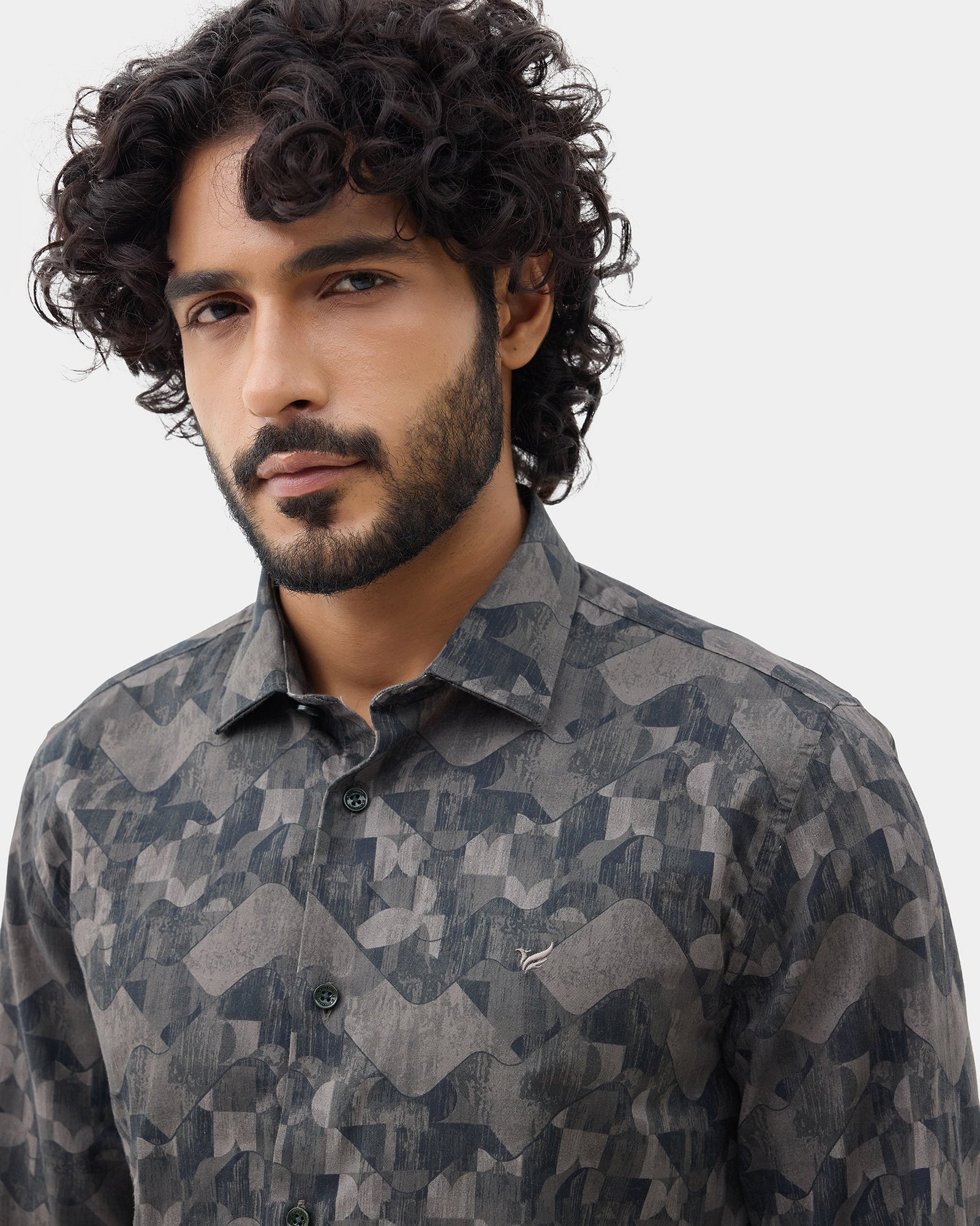 Dark Olive Printed Shirt - Zykos