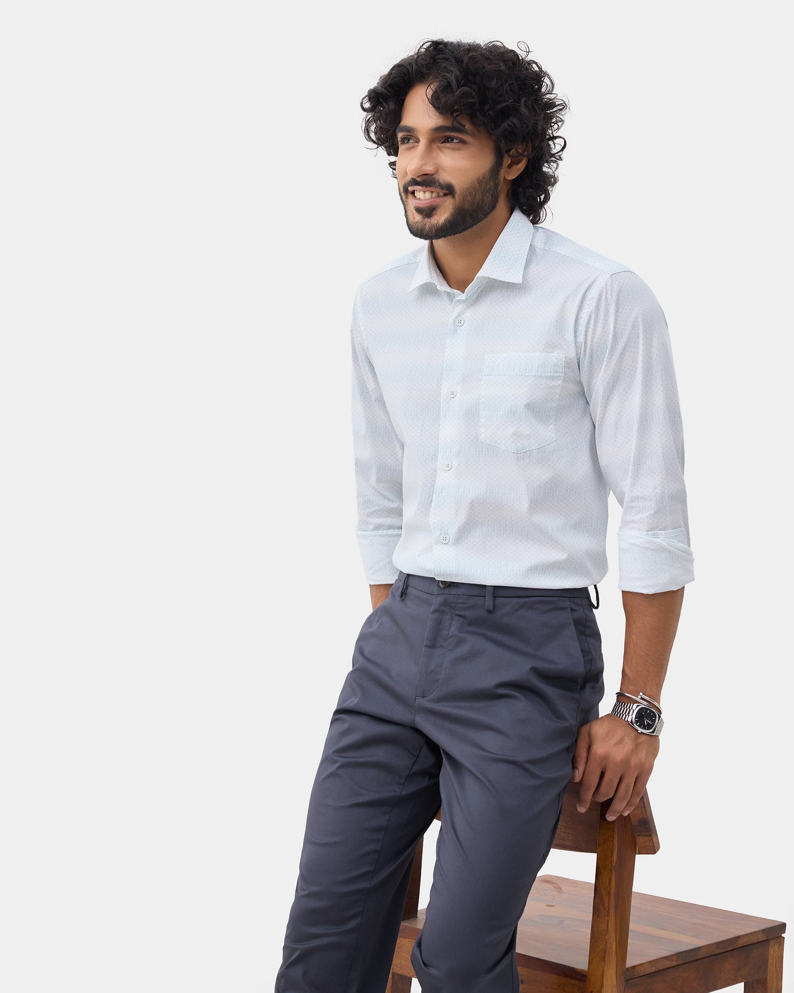 Light Blue Printed Shirt - Fanos