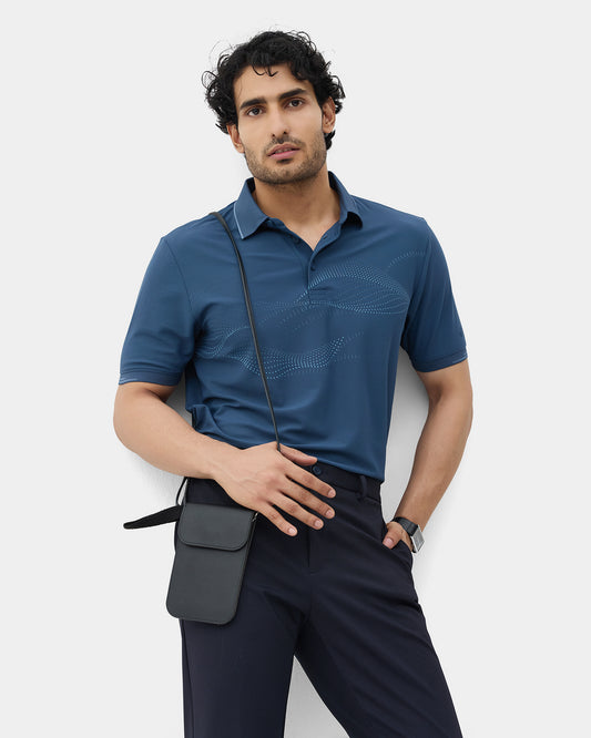 Dark Blue TechPro Printed Polo - Tae