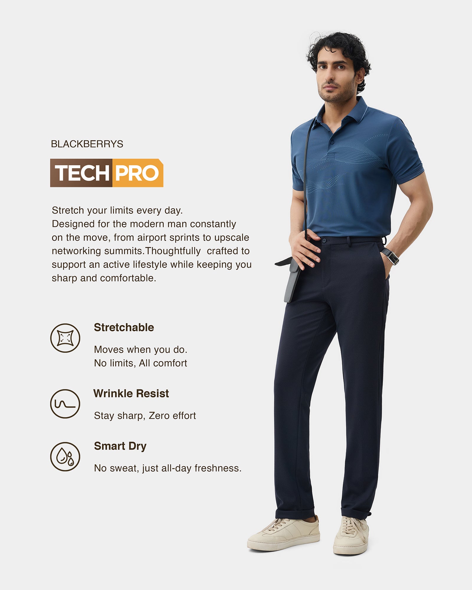 Dark Blue TechPro Printed Polo - Tae