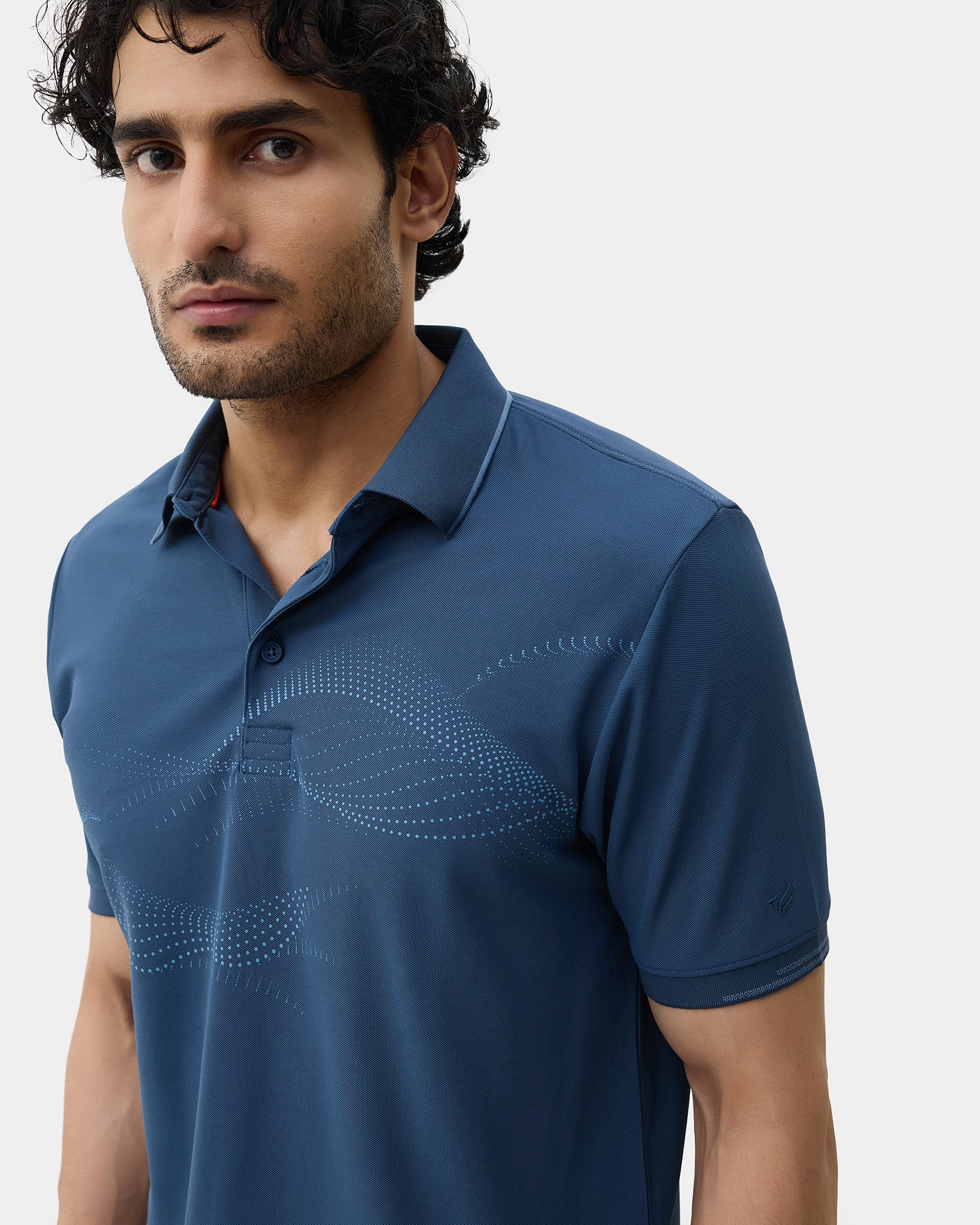 Dark Blue TechPro Printed Polo - Tae