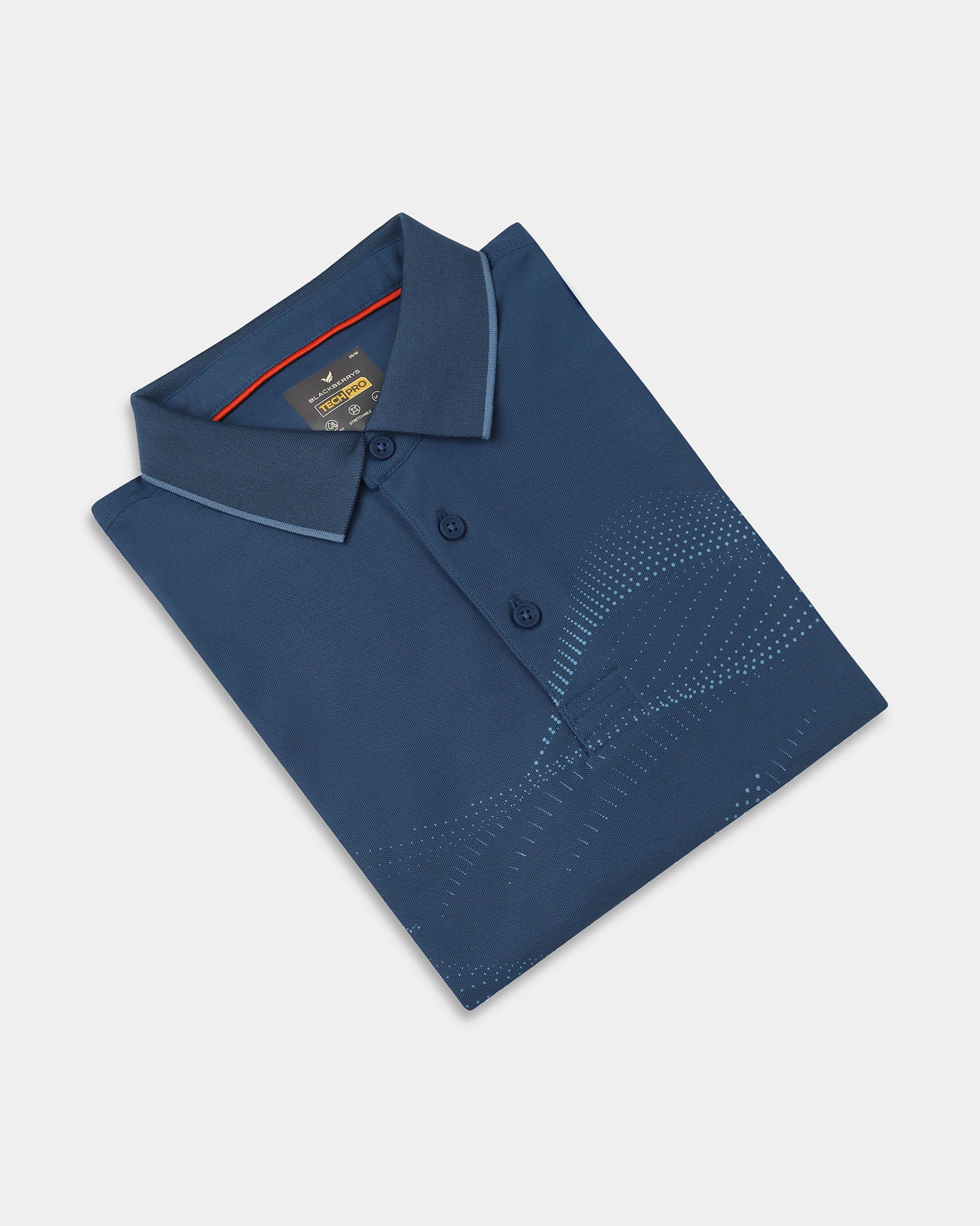 Dark Blue TechPro Printed Polo - Tae