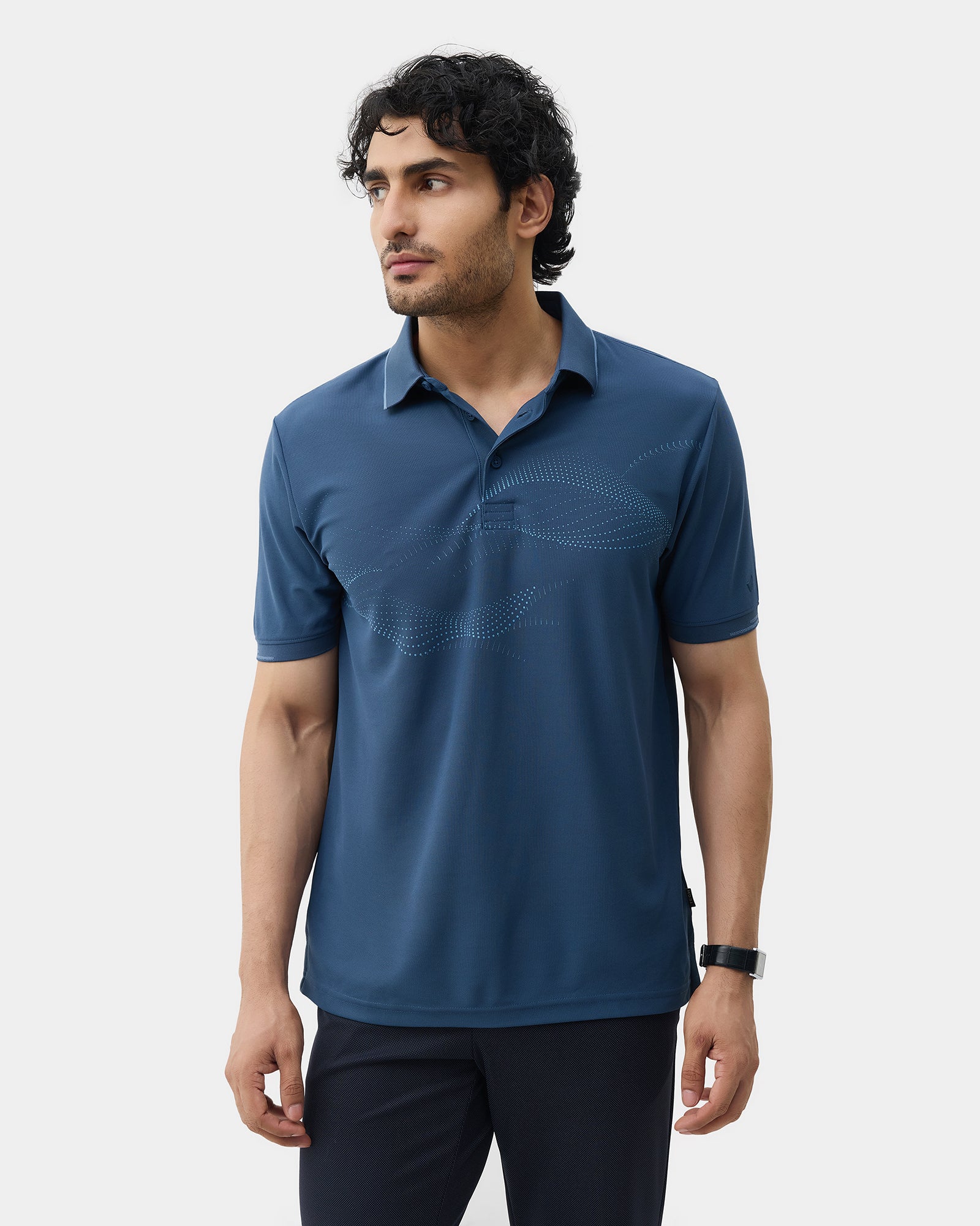 Dark Blue TechPro Printed Polo - Tae