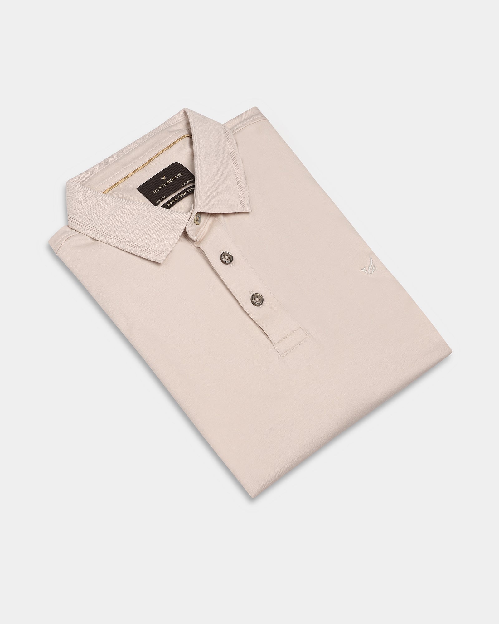 Almond Luxe Beige Solid Polo - Toll