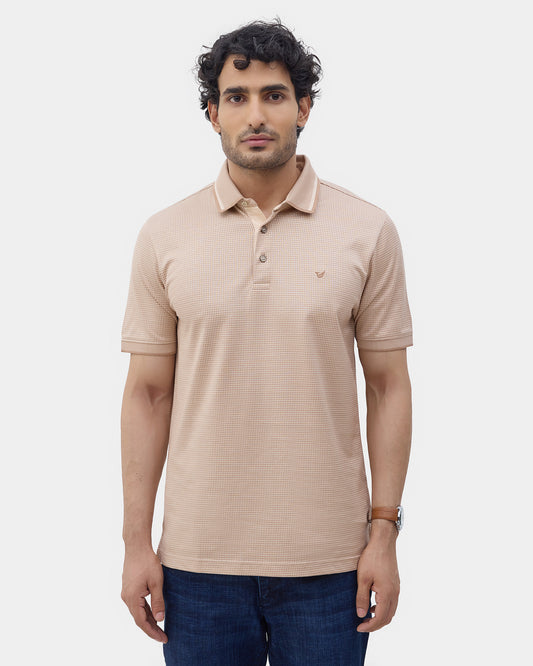 Beige Textured Polo - Bomi