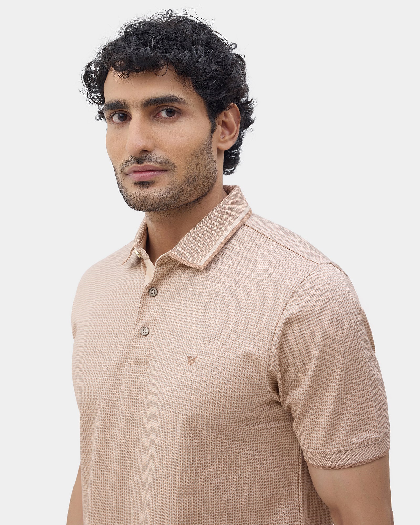 Beige Textured Polo - Bomi