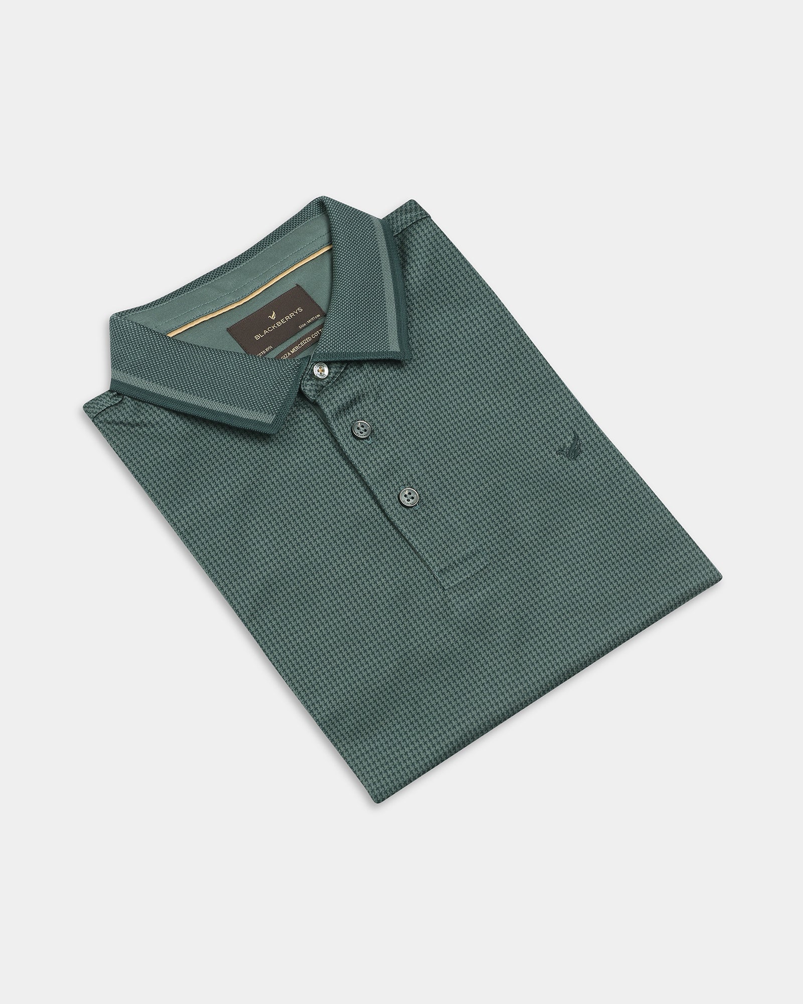 Forest Green Textured Polo - Bomi