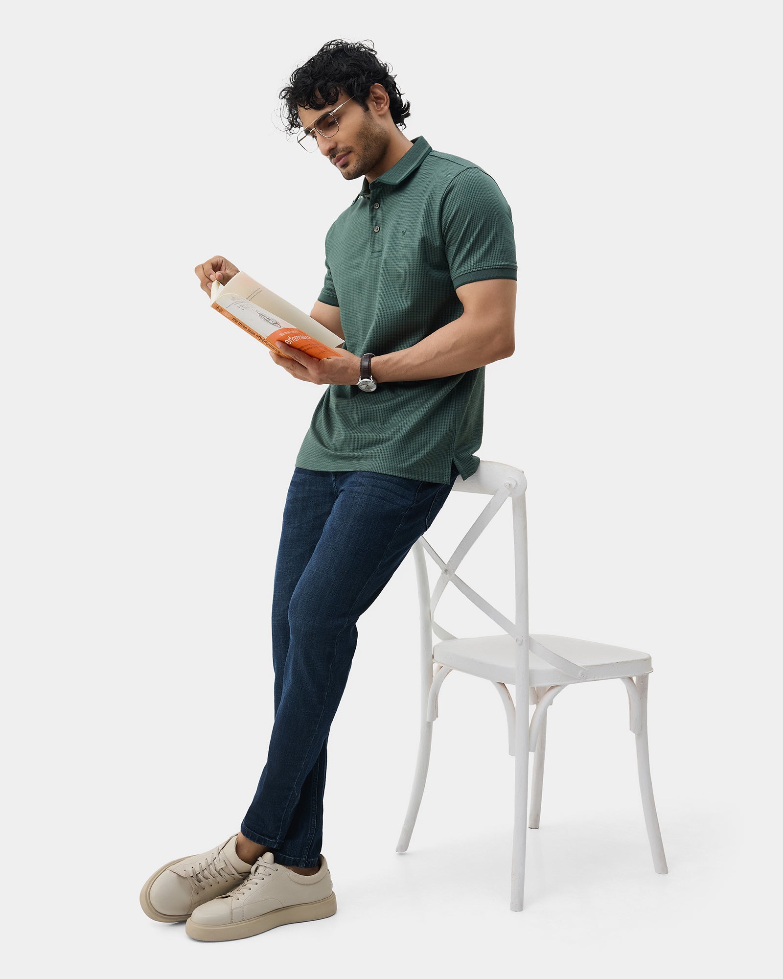 Forest Green Textured Polo - Bomi