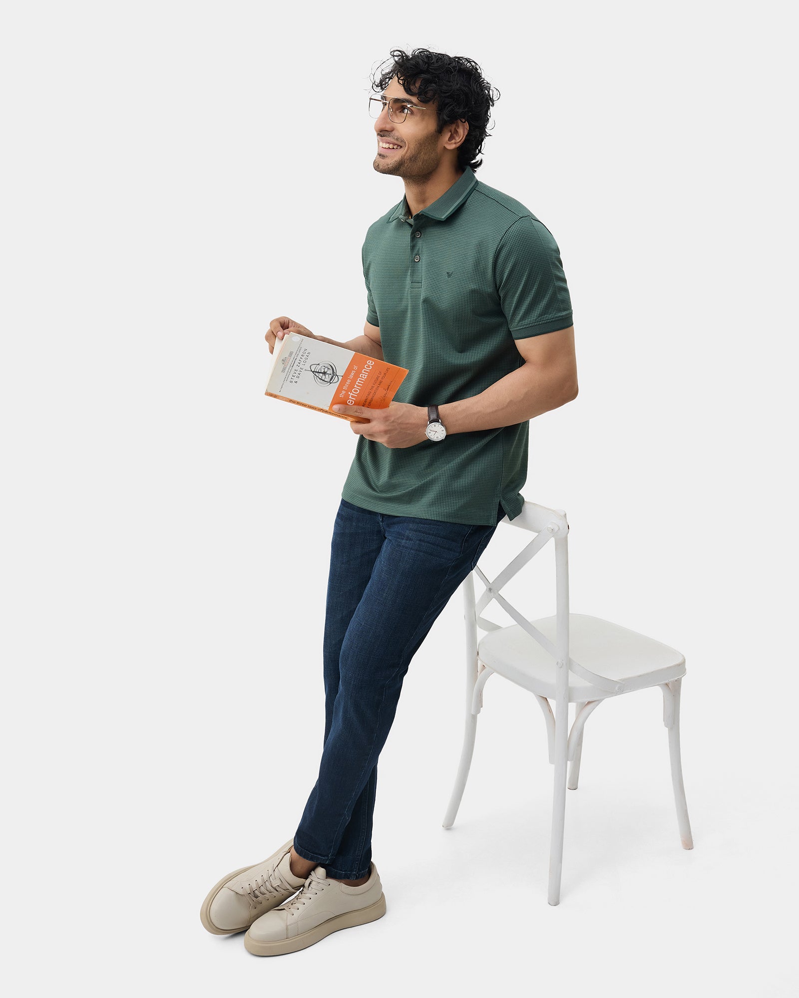 Forest Green Textured Polo - Bomi